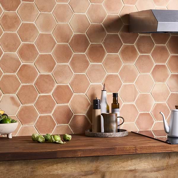 Terra Villa Sand Beige 4" Hex Matte Presealed Genuine Terracotta Tile