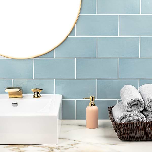 Aruba Blue 5x10 Polished Ceramic Subway Wall Tile