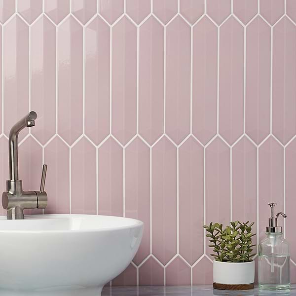 Kent Pink 3x12 Contour 3D Picket Polished Ceramic Wall Tile