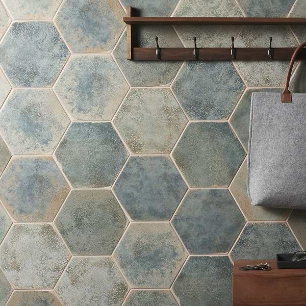 Kalay Green 9" Hexagon Polished Porcelain Tile