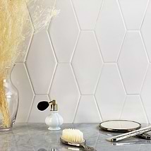 Manchester Bianco White 4x8 Hexagon Glazed Ceramic Wall Tile