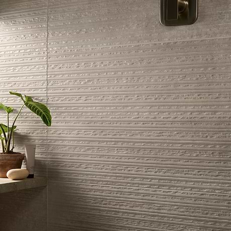 Stoneside Cream Beige Deco 12x36 Textured Matte Ceramic Tile