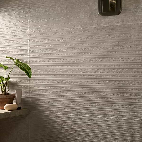 Stoneside Cream Beige Deco 12x36 Textured Matte Ceramic Tile