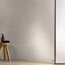 Stoneside Linen Warm Gray Deco 12x36 Textured Matte Ceramic Tile