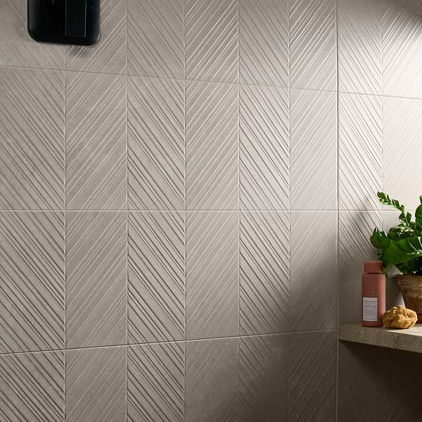 Stoneside Pearl Gray Chevron 12x36 Matte Ceramic Tile