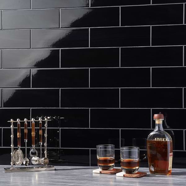 Park Hill Black 4x12 Polished Porcelain Tile