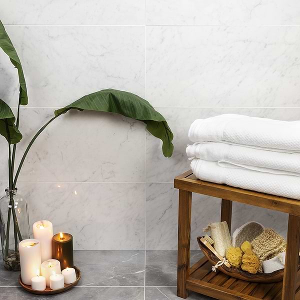 Marble Tech Bianco Gioia 12x24 Polished Marble Look Porcelain Tile