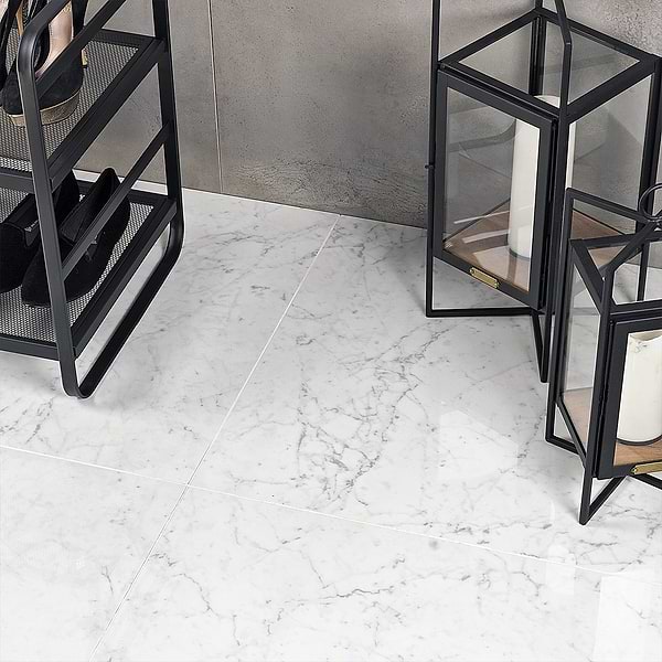Marble Tech Bianco Gioia 24x24 Polished Marble Look Porcelain Tile