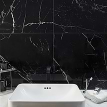 Marble Tech Port Laurent 24x24 Polished Nero Marquina Look Porcelain Tile