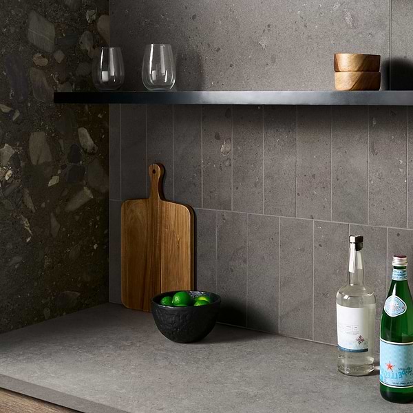 Piccoli Petite Antracite Gray 4x12 Terrazzo Look Matte Porcelain Tile