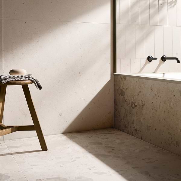 Piccoli Petite Avorio Cream 4x12 Terrazzo Look Matte Porcelain Tile