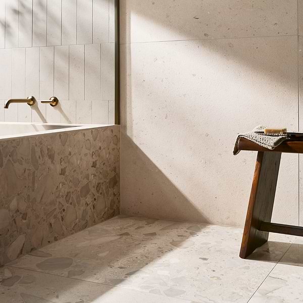 Piccoli Petite Sand Beige 36x36 Terrazzo Look Matte Porcelain Tile