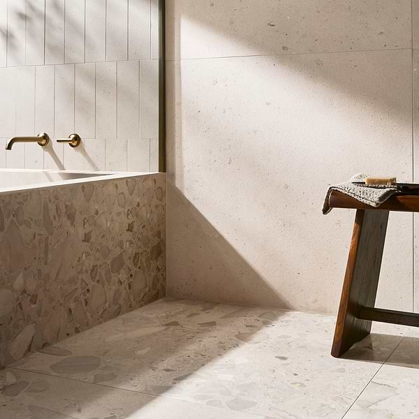Piccoli Petite Sand Beige 4x12 Terrazzo Look Matte Porcelain Tile