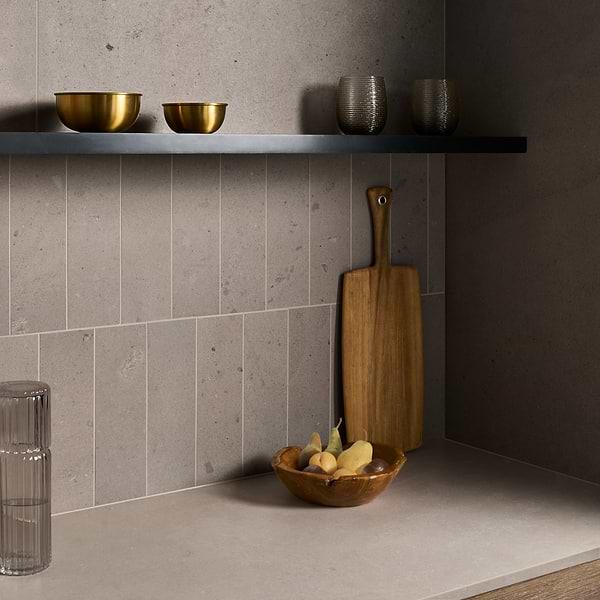 Piccoli Petite Taupe Gray 4x12 Terrazzo Look Matte Porcelain Tile