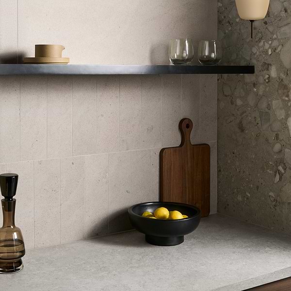 Piccoli Petite Warm Gray 4x12 Terrazzo Look Matte Porcelain Tile