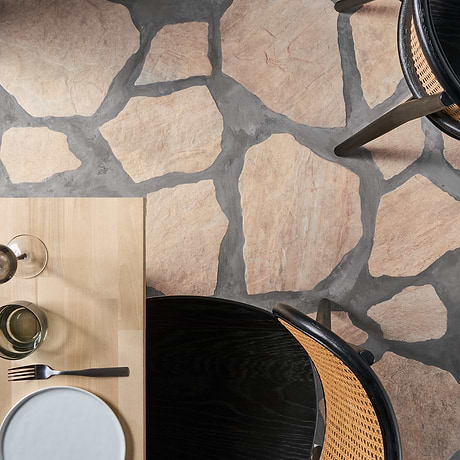 Pathstone Beige Textured Matte Porcelain Flagstone Tile