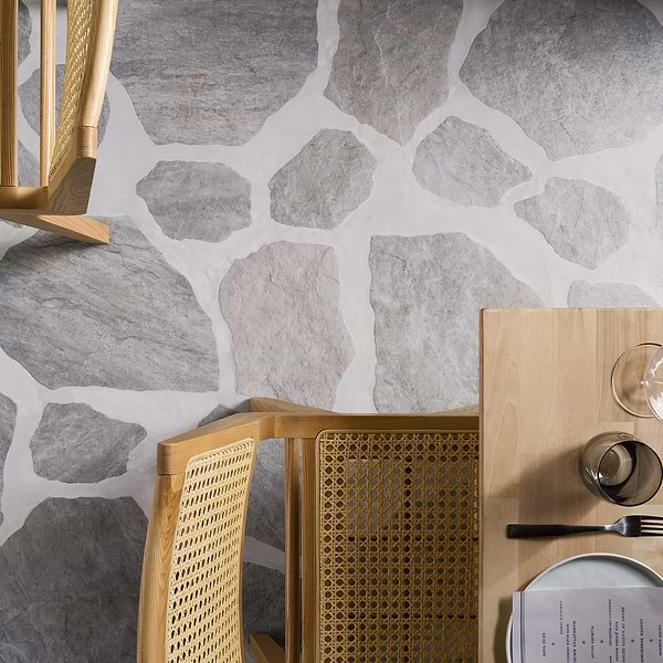 Pathstone Gris Gray Textured Matte Porcelain Flagstone Tile