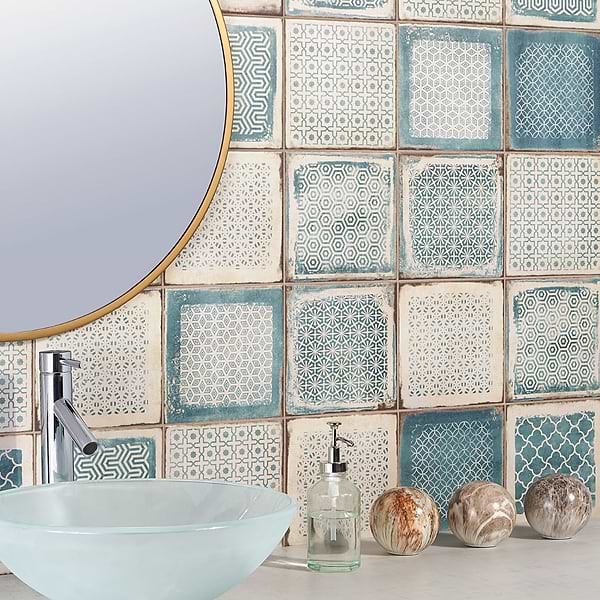Los Lunas Deco Blue 8x8 Matte Porcelain Tile