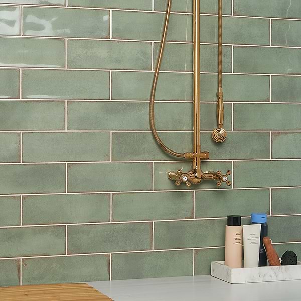 Los Lunas Green 4x12 Polished Ceramic Subway Wall Tile