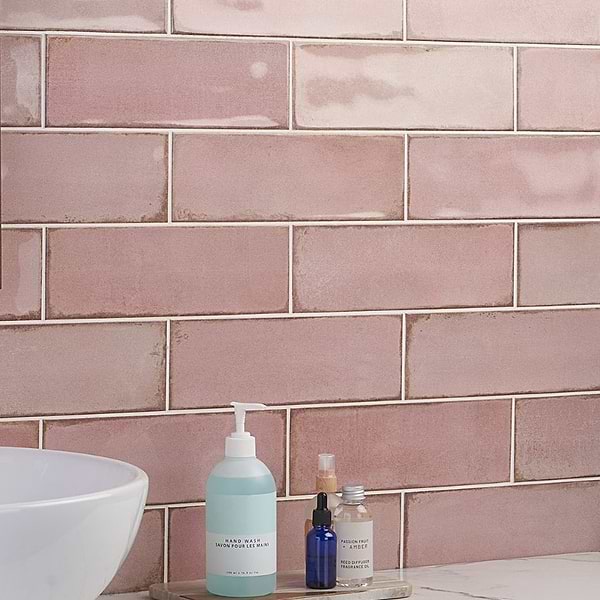Los Lunas Rose Pink 4x12 Polished Ceramic Tile