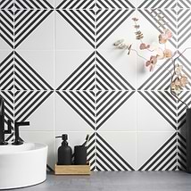B2W Stripe Positive 8x8 Matte Porcelain Tile