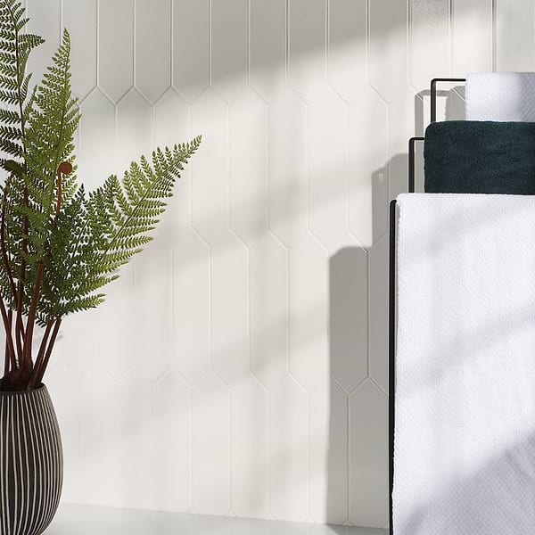 Tehama White 3x12 Picket Crackled Ceramic Tile