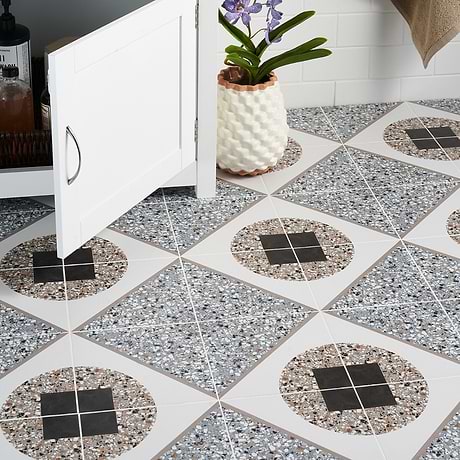 Chips Deco Azur Multicolor 8x8 Terrazzo Look Matte Porcelain Tile