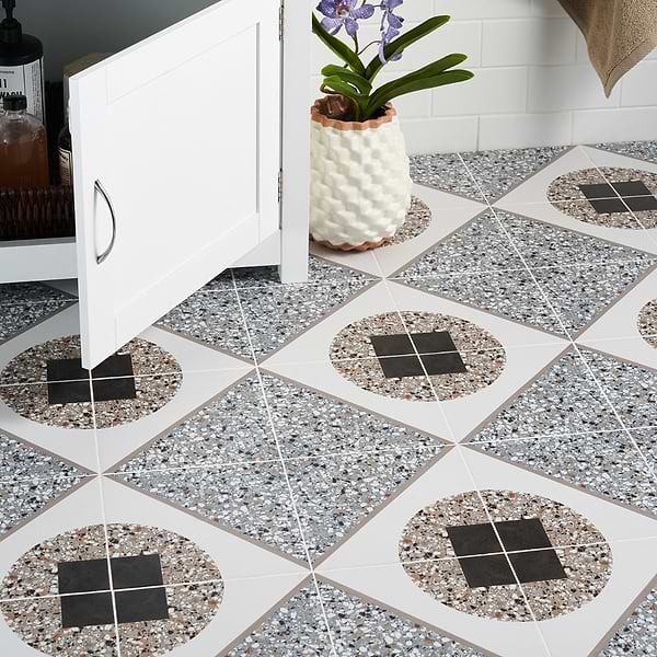 Chips Deco Azur Multicolor 8x8 Terrazzo Look Matte Porcelain Tile