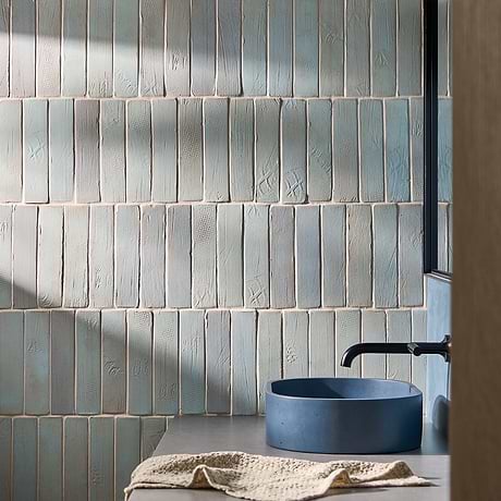 Impress Azur Blue 2x10 Handmade Matte Terracotta Tile