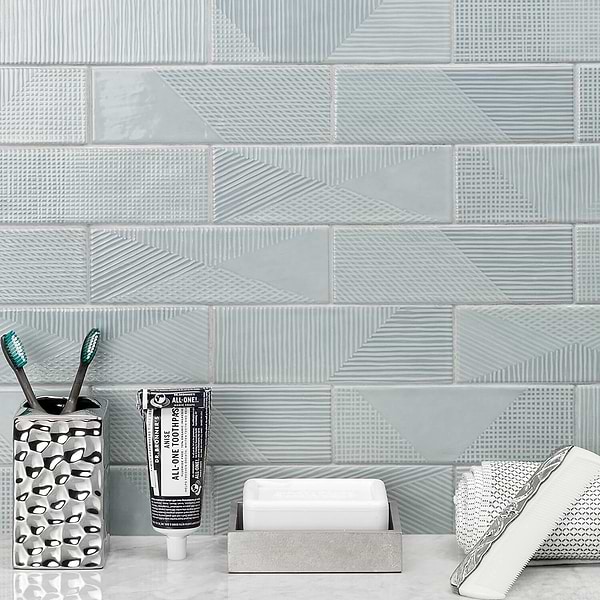 Enigma Ash Blue 2x8 Polished Ceramic Tile