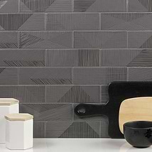 Enigma Graphite Gray 2x8 Polished Textured Ceramic Wall Tile