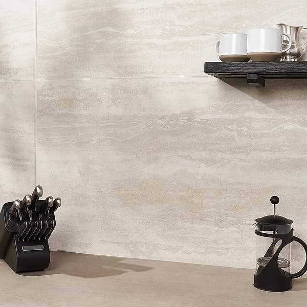 Basic Travertine Beige & Cream 24x48 Matte Porcelain Tile