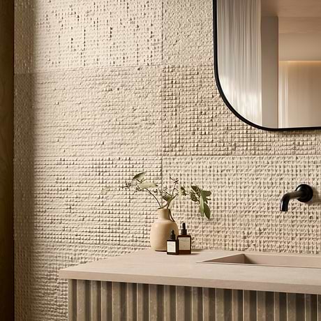 Rakestone Carved Cube Porto Beige 12x24 3D Honed Limestone Stone Tile