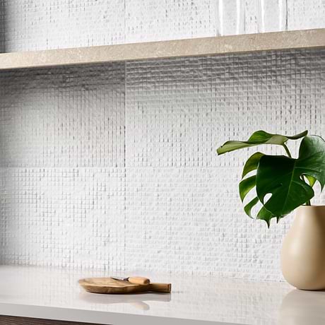 Rakestone Carved Cube Bianco Ice White 12x24 3D Honed Marble Tile