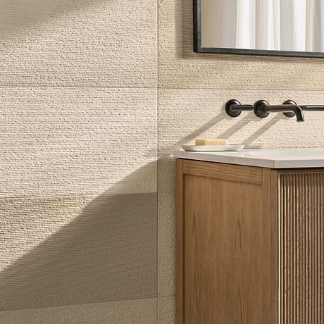 Rakestone Carved Comb Porto Beige 12x24 Textured Honed Limestone Stone Tile