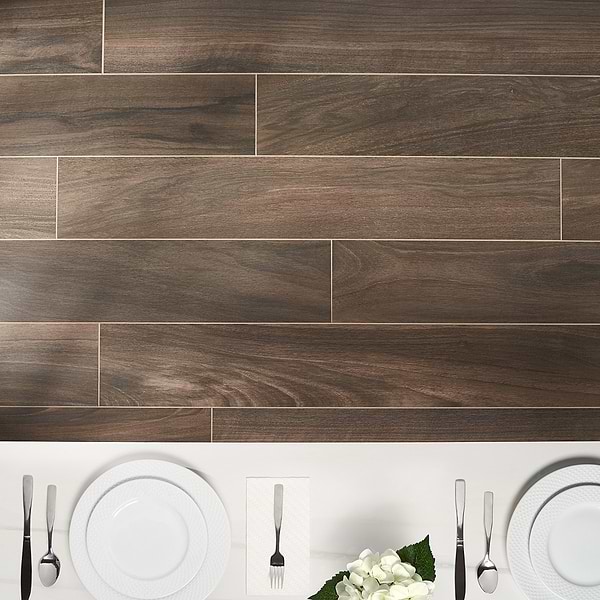Silkwood Walnut Brown 8x48 Matte Porcelain Wood Look Tile