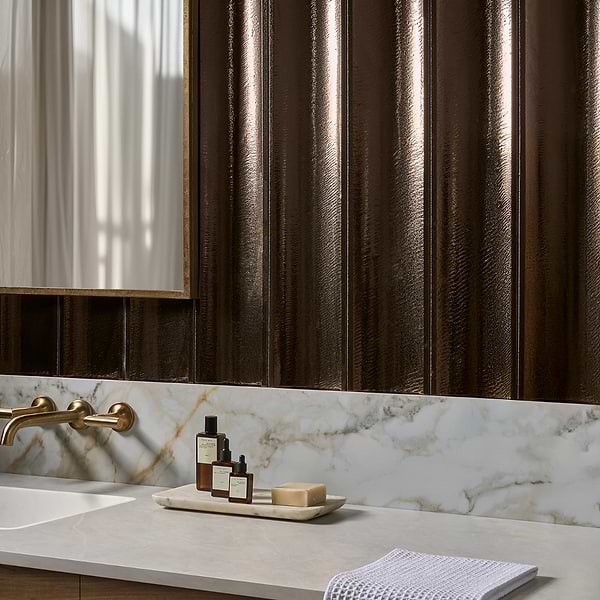 Lava Art Fluted Metallic Copper 6x36 3D Glossy Lava Stone Tile