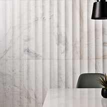 Stonework Fluted Alaska White 12x24 3D Honed Marble Tile