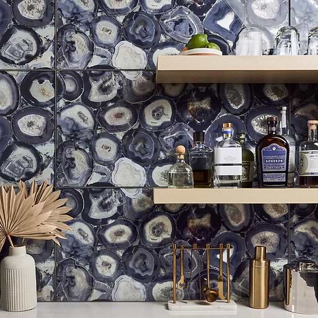 Agate Glass Riviera Blue 18x36 Polished Glass Tile