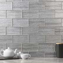 Veda Silver 4x9 Polished Glass Tile