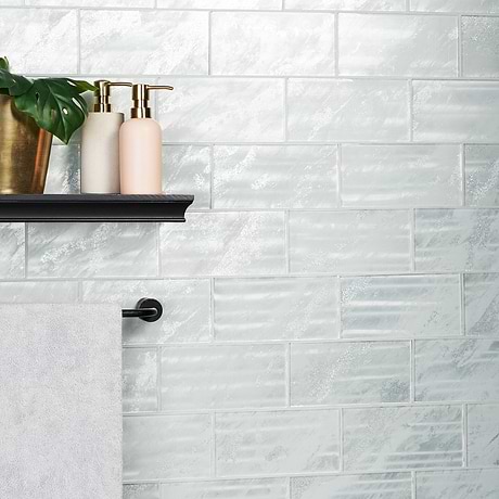 Gem Ice Gray Diamond 4x9 Polished Glass Tile