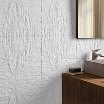 Bansu Carved White Thassos 16x16 Textured Honed Marble Tile