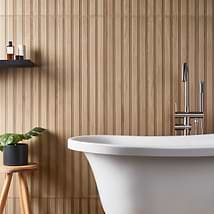 Nobu Ribbon Miel Brown 24x48 Wood Look Matte Fluted Porcelain Tile