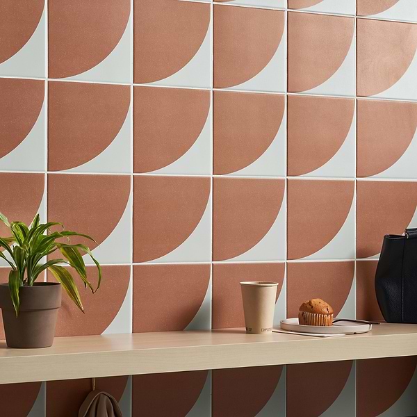 Stacy Garcia Maddox Deco Floor Terracotta Orange 8x8 Matte Porcelain Tile