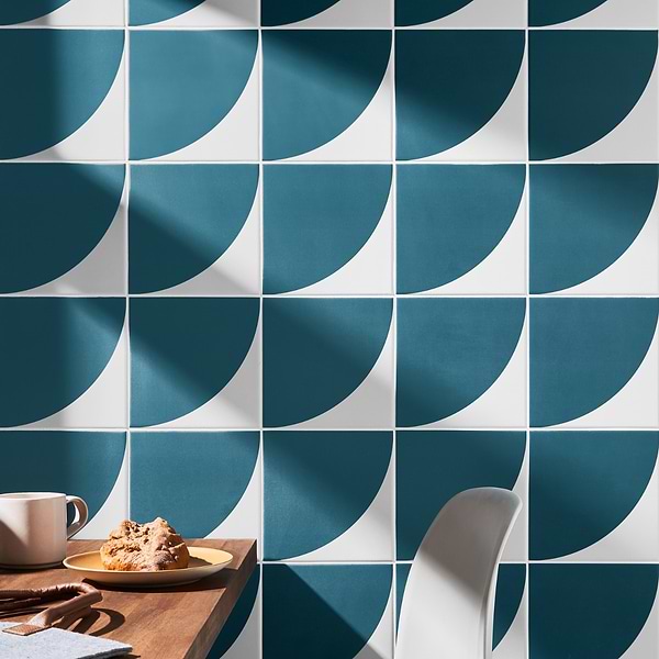 Stacy Garcia Maddox Deco Teal Blue 8x8 Matte Porcelain Tile