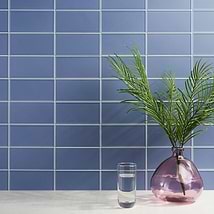 Stacy Garcia Maddox Frame Azul 4x8 Matte Ceramic Subway Tile