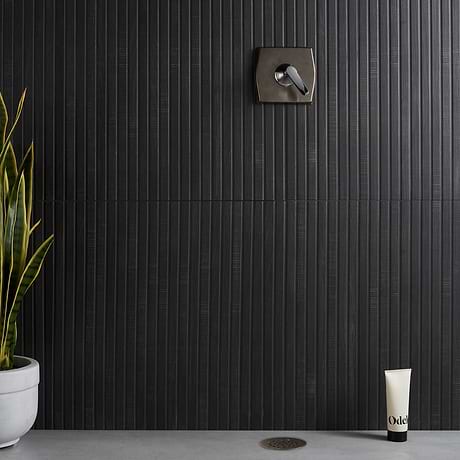 Kenridge Ribbon Black 24x48 Wood Look Fluted Matte Porcelain Tile