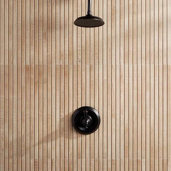 Kenridge Ribbon Maple Brown 24x48 Wood Look Matte Fluted Porcelain Tile