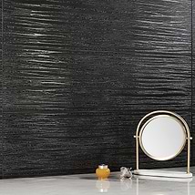 Halo Textured Rivulet Graphite Black 11x40 Ceramic Tile