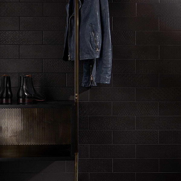 Tessuto Carbone Charcoal Black 4x12 Porcelain Matte Subway Tile